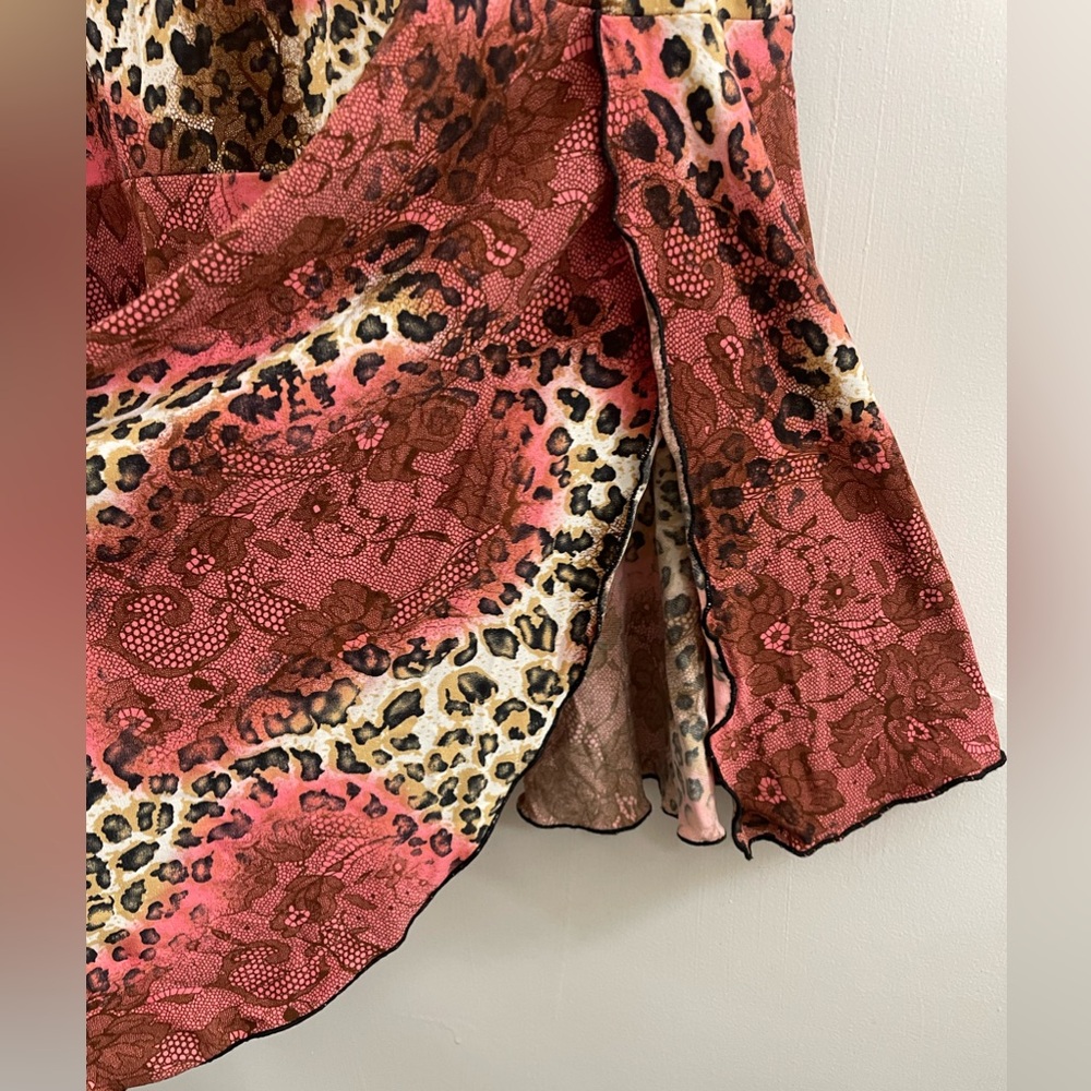 Baranda Black/Pink Leopard Print Midi Skirt Sz(S) - Picture 3 of 5